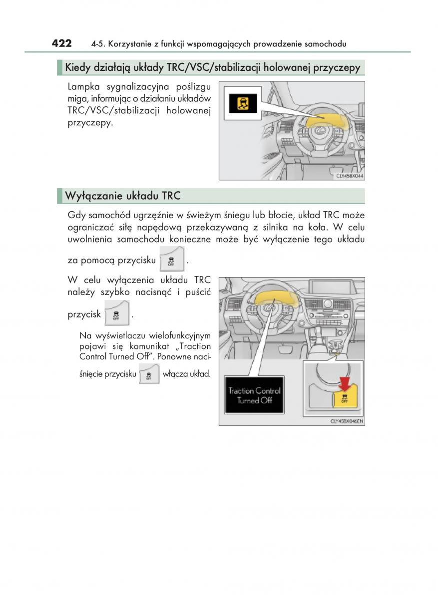 Lexus RX 200t IV 4 instrukcja obslugi / page 422