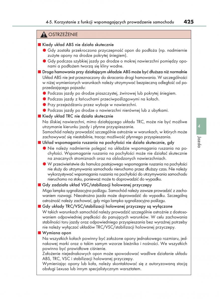 Lexus RX 200t IV 4 instrukcja obslugi / page 425