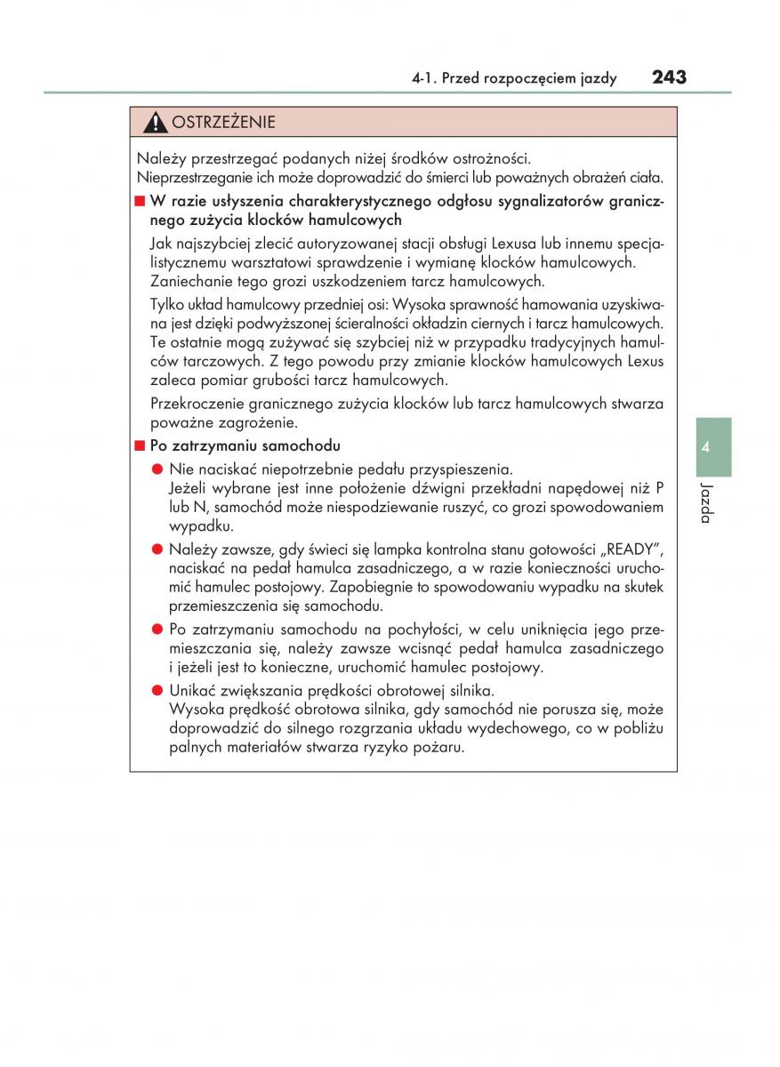manual  Lexus RX 450h IV 4 instrukcja / page 243