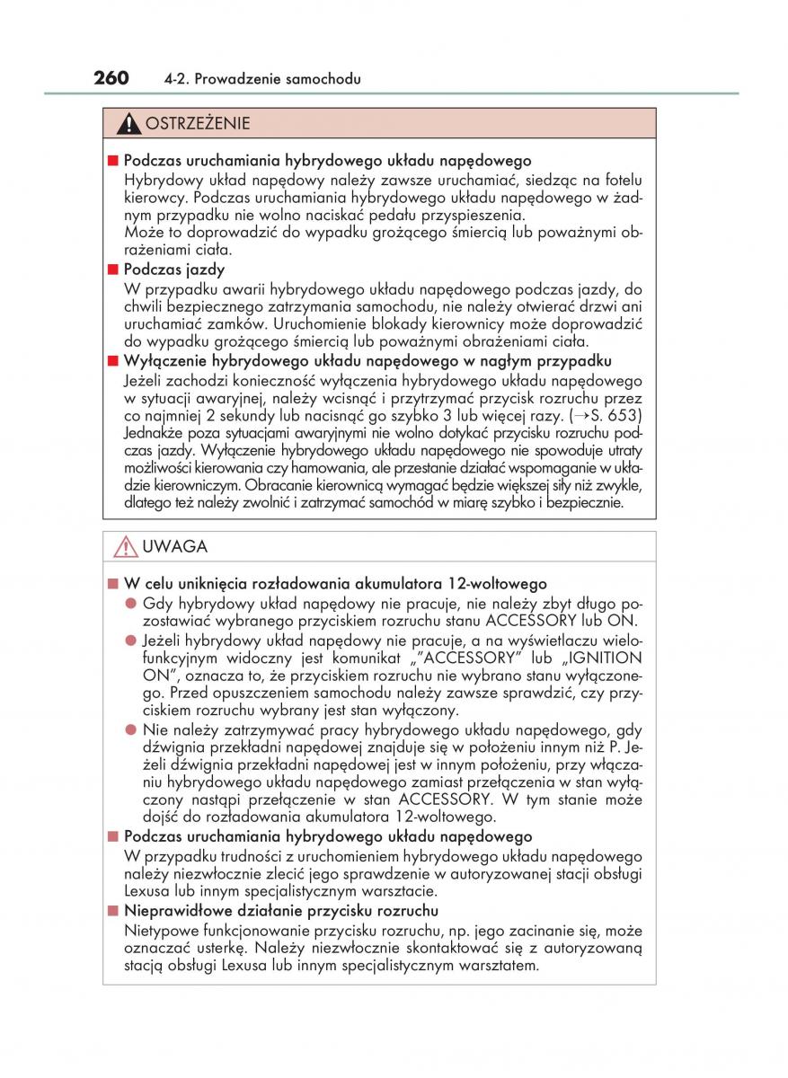 manual  Lexus RX 450h IV 4 instrukcja / page 260