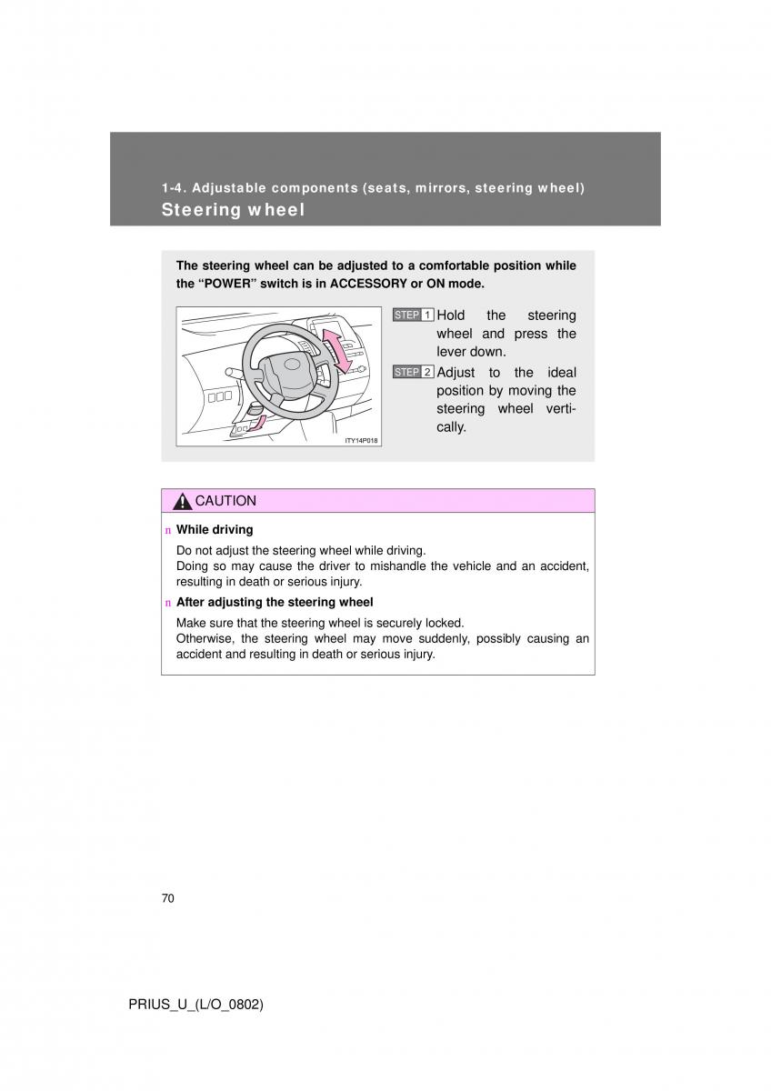 Toyota Prius II 2 NHW20 owners manual / page 64