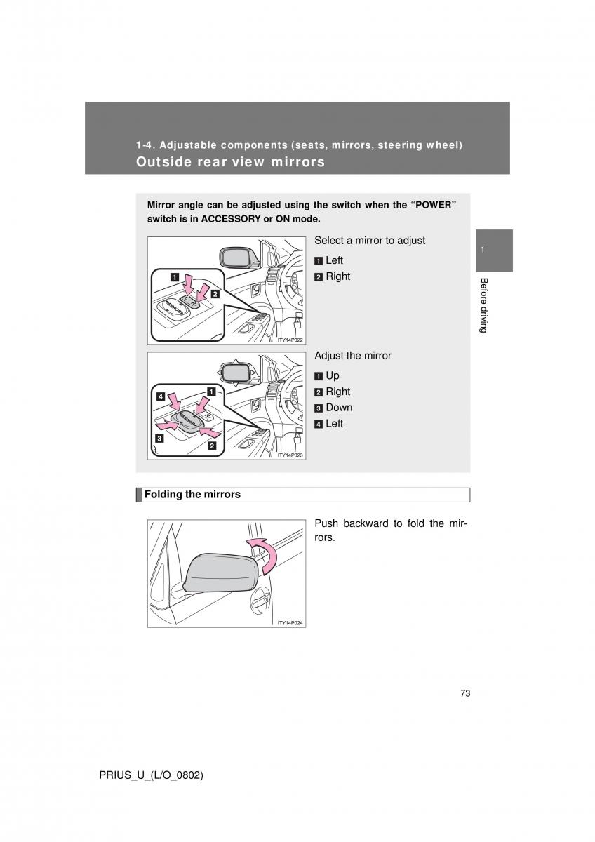 Toyota Prius II 2 NHW20 owners manual / page 67