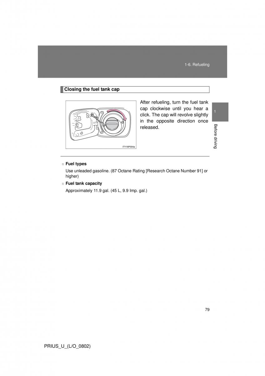 Toyota Prius II 2 NHW20 owners manual / page 73