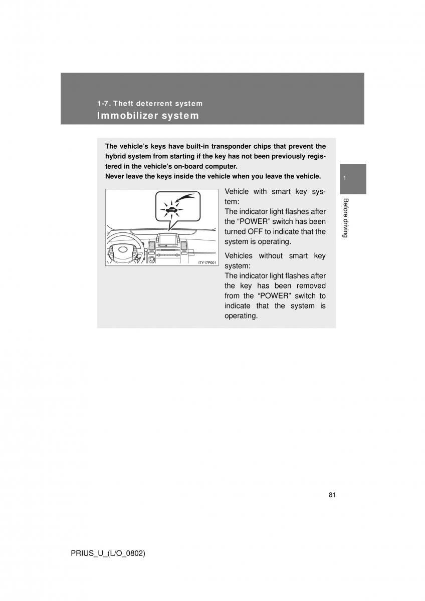 Toyota Prius II 2 NHW20 owners manual / page 75