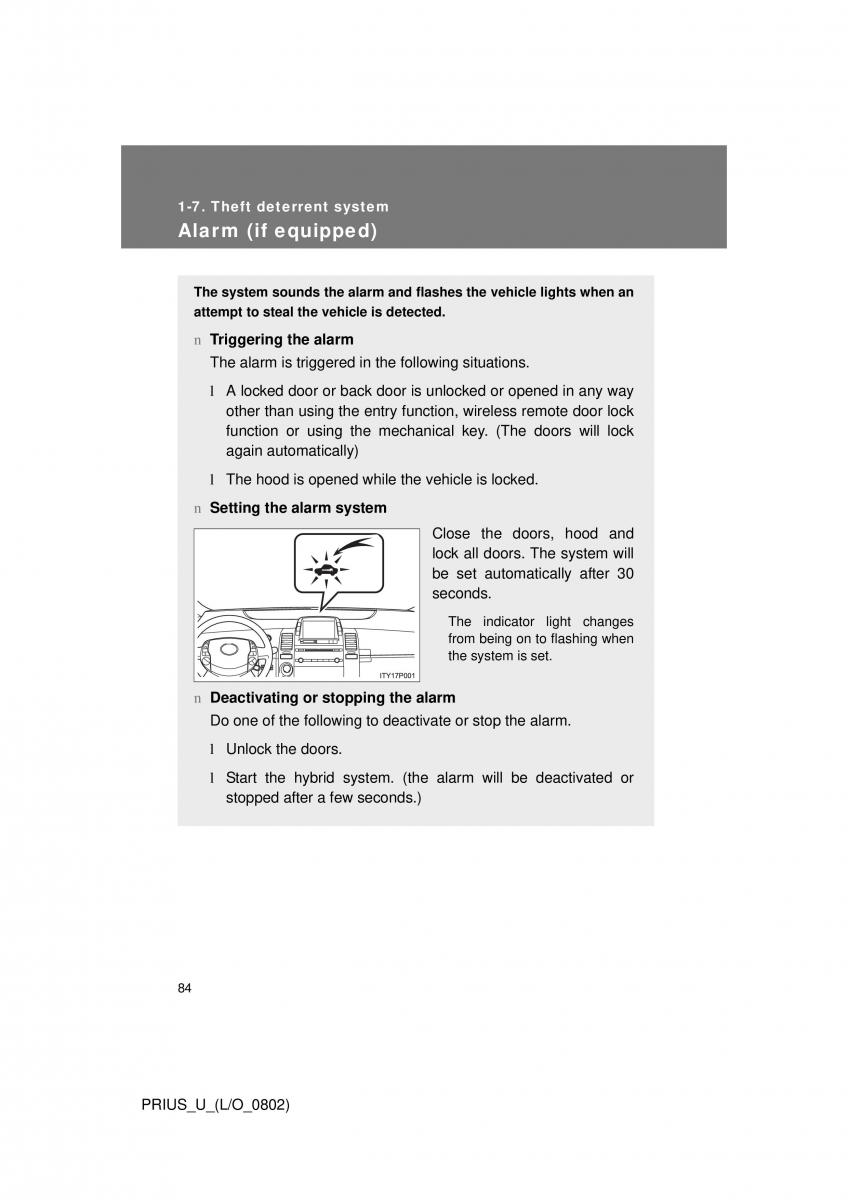 Toyota Prius II 2 NHW20 owners manual / page 78