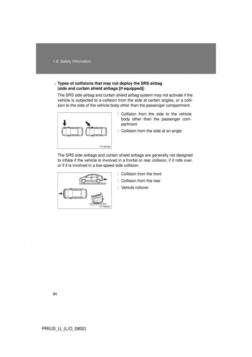 Toyota Prius II 2 NHW20 owners manual / page 88