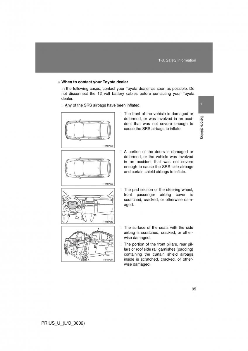 Toyota Prius II 2 NHW20 owners manual / page 89