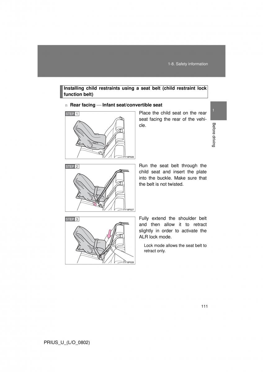 Toyota Prius II 2 NHW20 owners manual / page 105