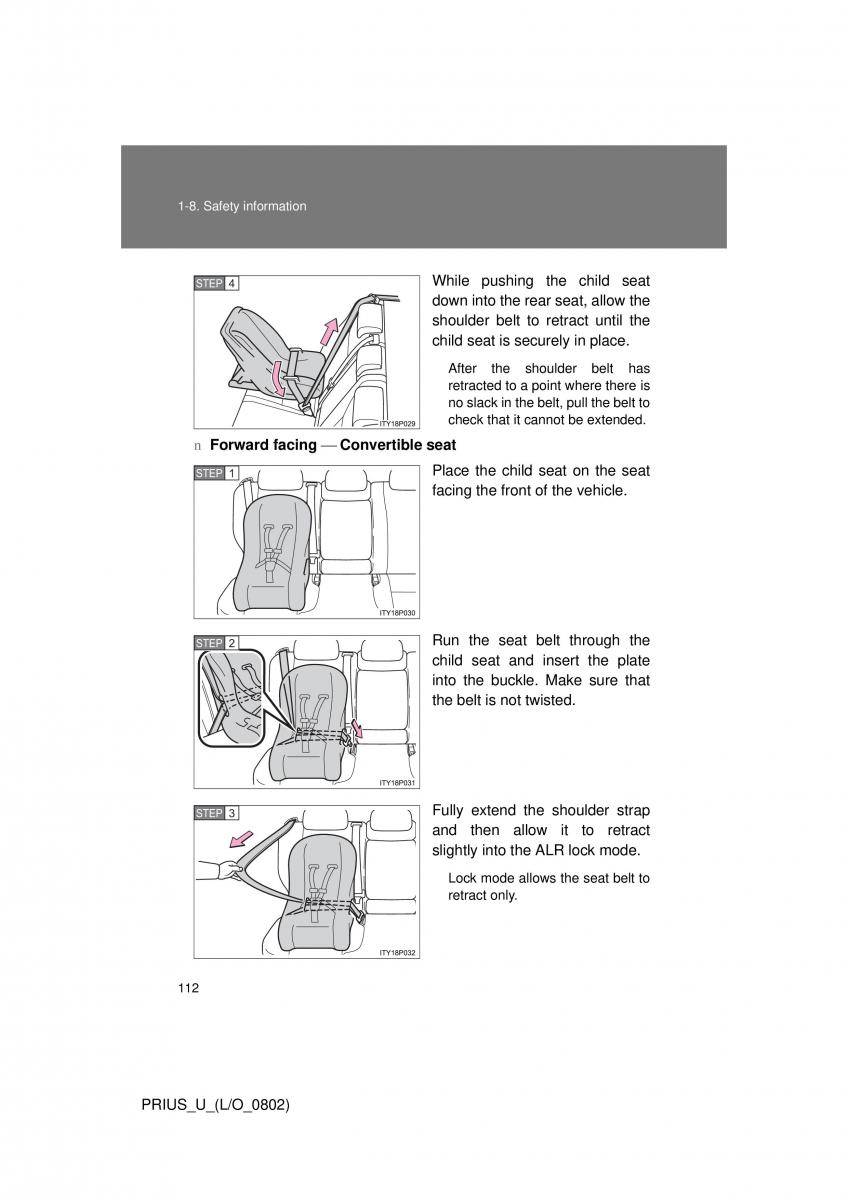 Toyota Prius II 2 NHW20 owners manual / page 106