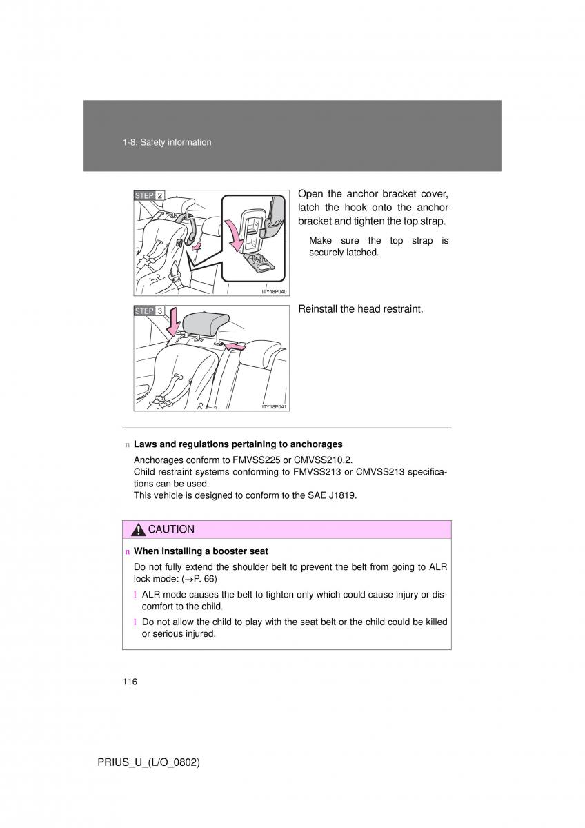 Toyota Prius II 2 NHW20 owners manual / page 110