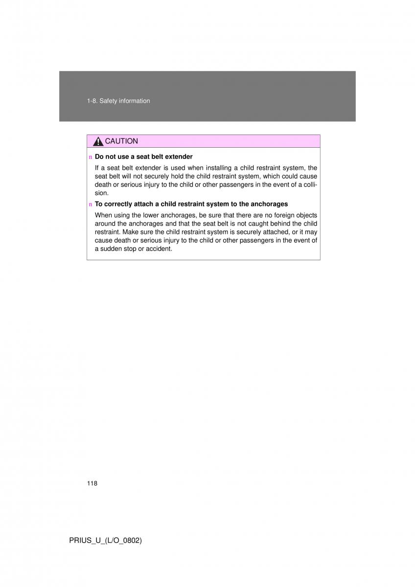 Toyota Prius II 2 NHW20 owners manual / page 112