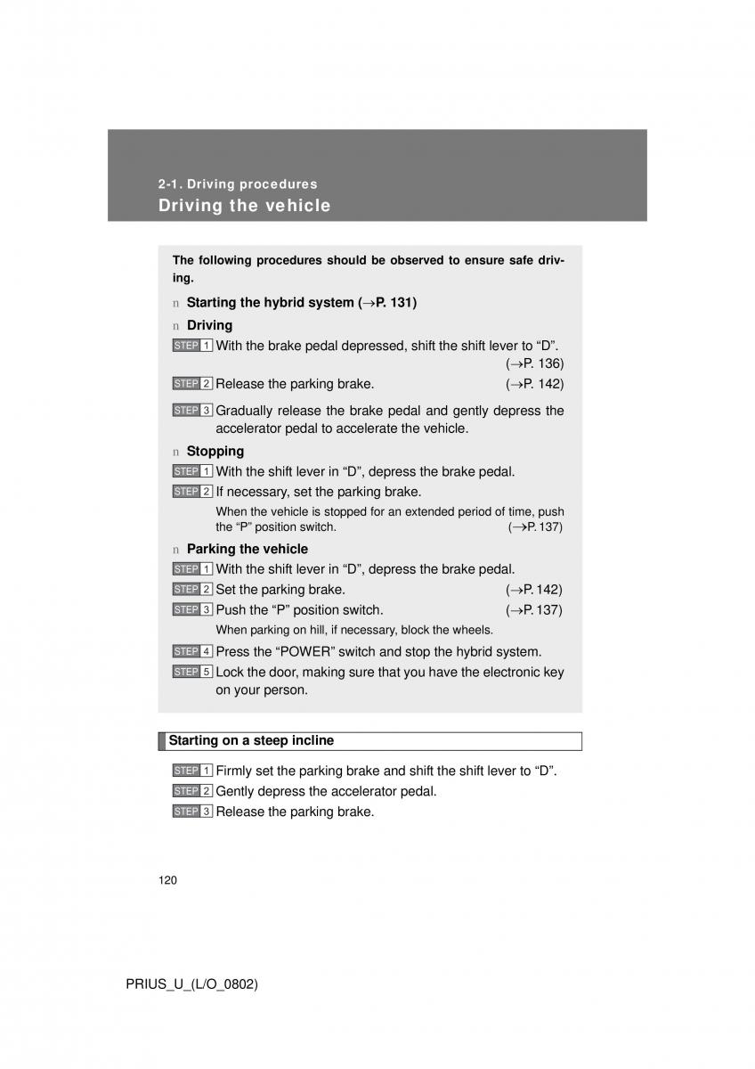 Toyota Prius II 2 NHW20 owners manual / page 113