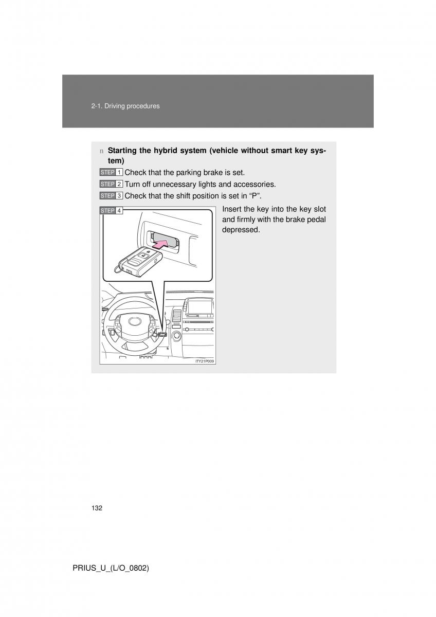 Toyota Prius II 2 NHW20 owners manual / page 125