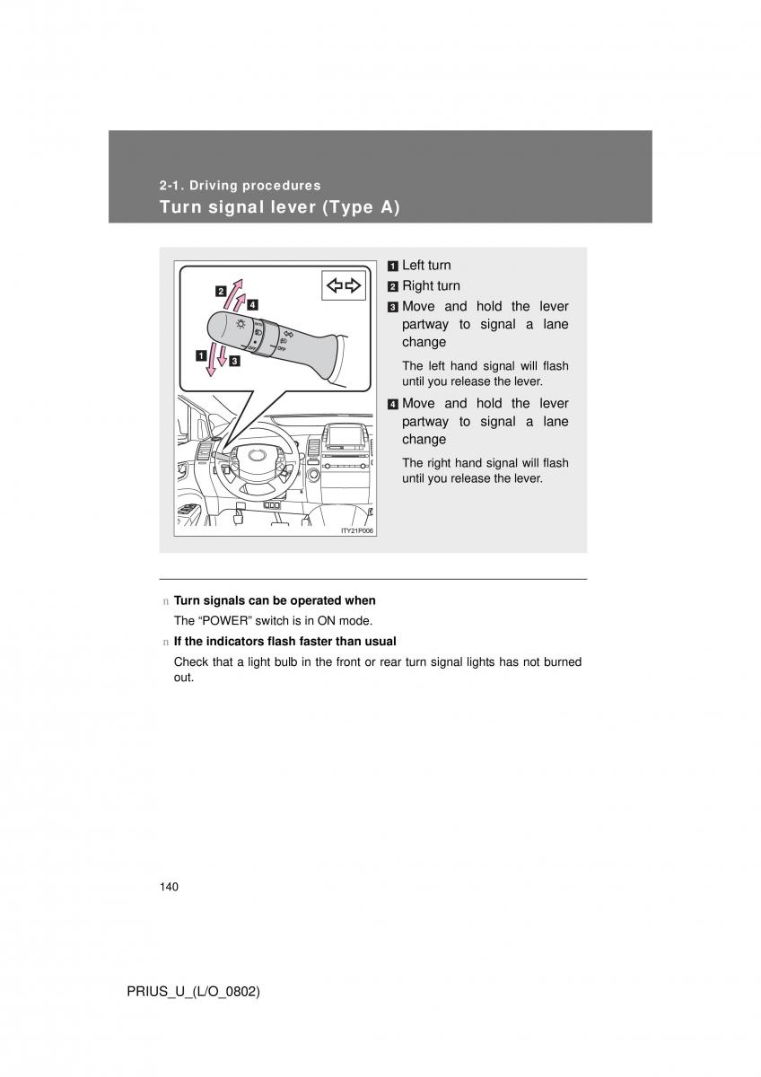 Toyota Prius II 2 NHW20 owners manual / page 133