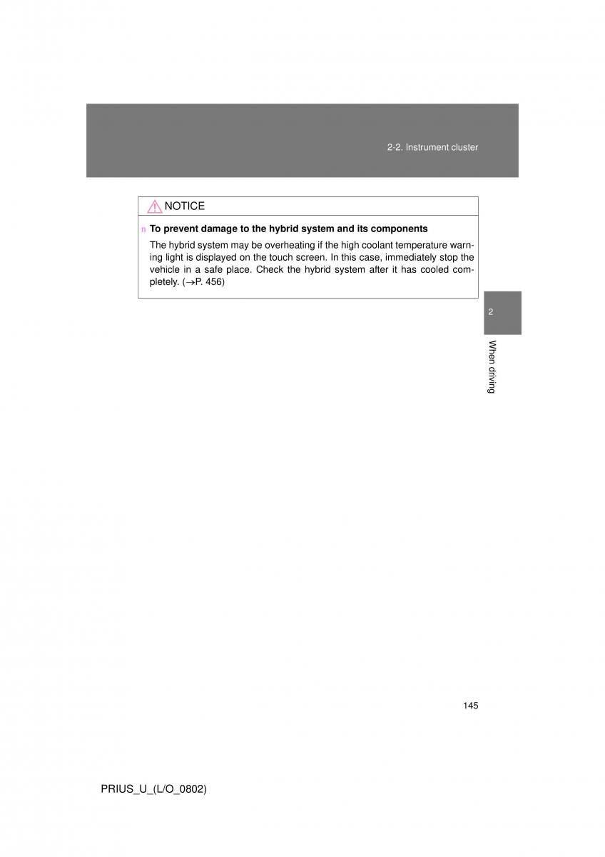 Toyota Prius II 2 NHW20 owners manual / page 138