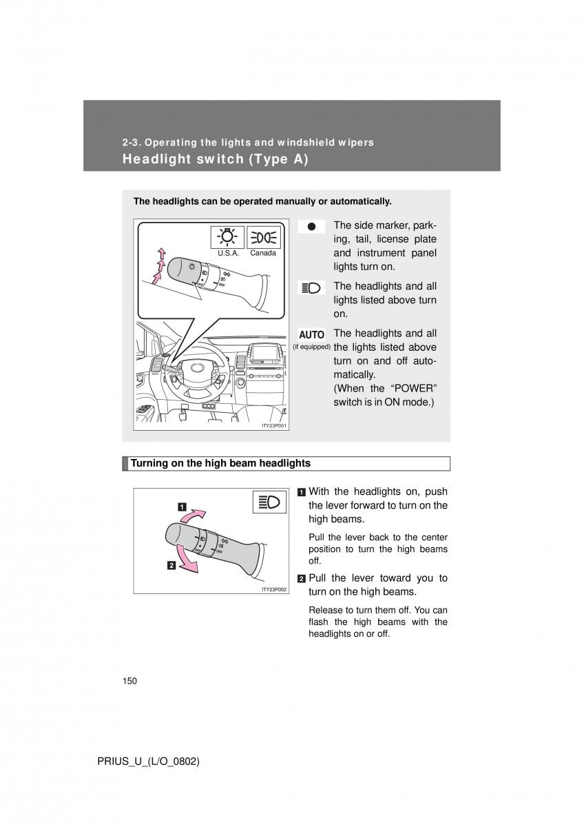 Toyota Prius II 2 NHW20 owners manual / page 143