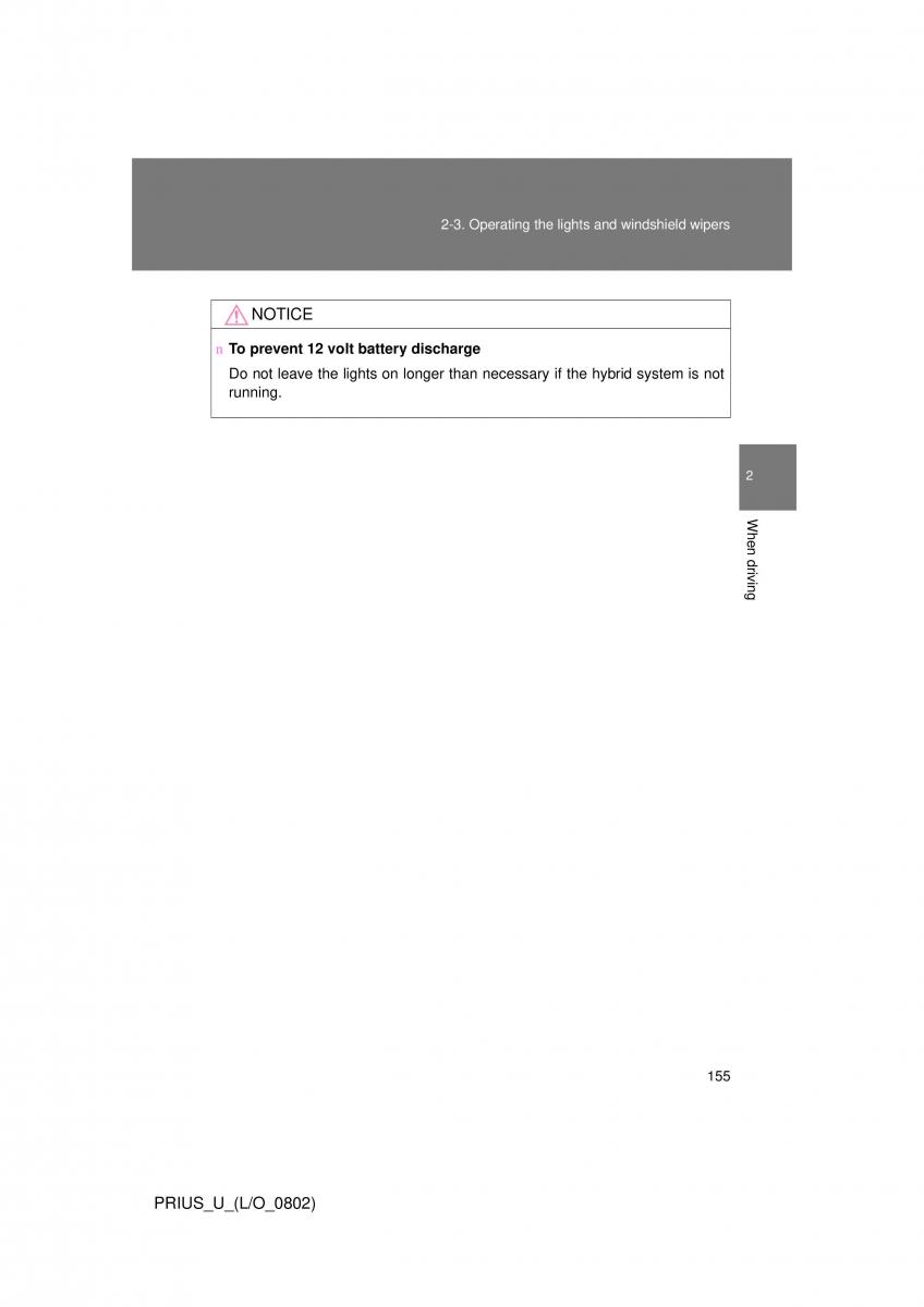 Toyota Prius II 2 NHW20 owners manual / page 148