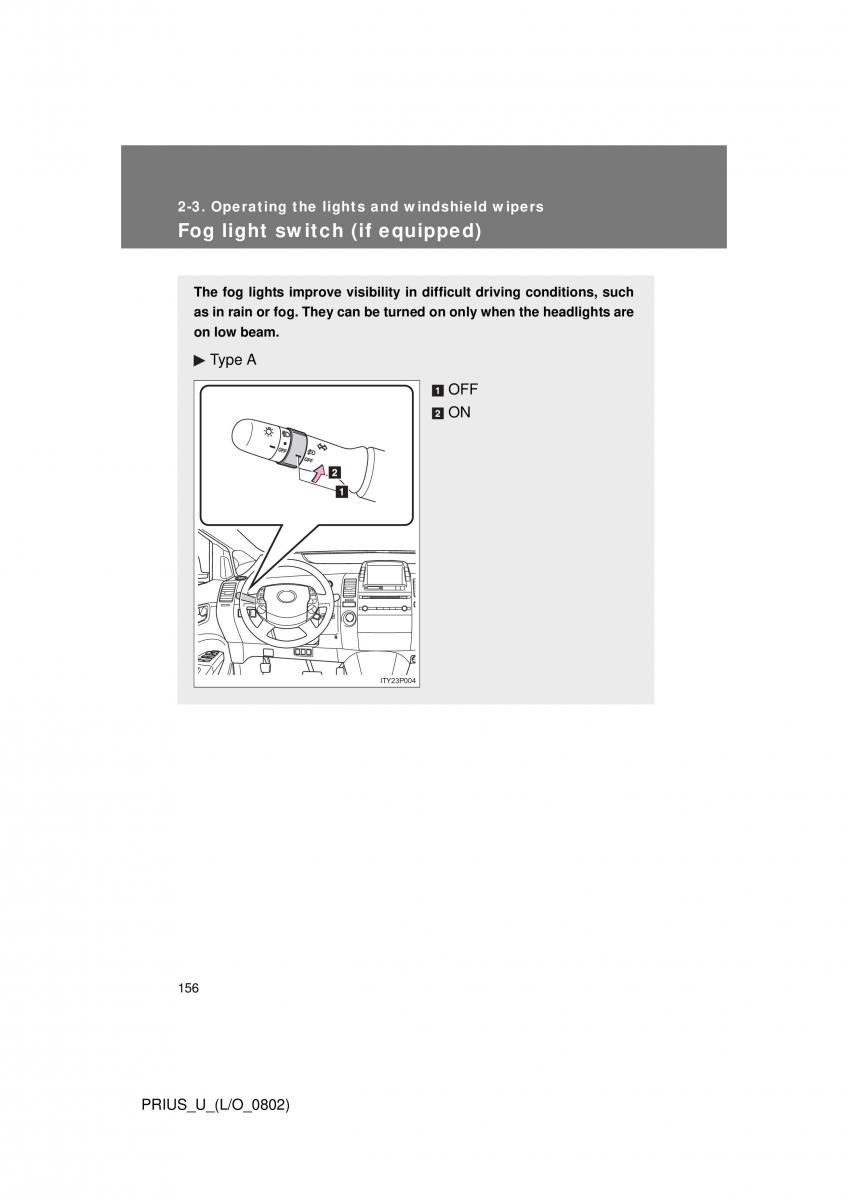 Toyota Prius II 2 NHW20 owners manual / page 149