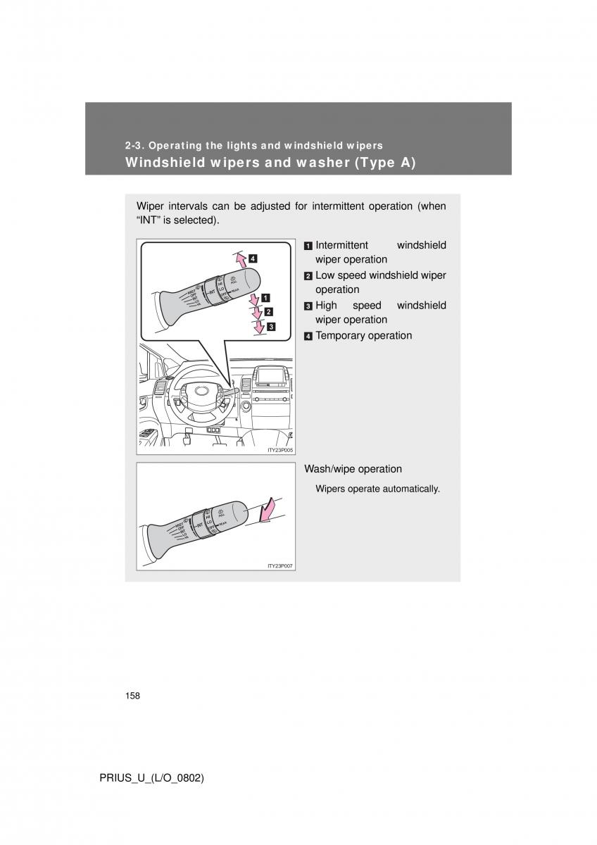 Toyota Prius II 2 NHW20 owners manual / page 151