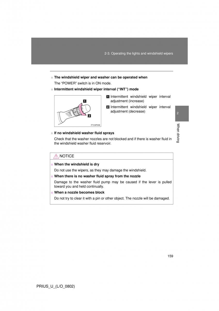 Toyota Prius II 2 NHW20 owners manual / page 152