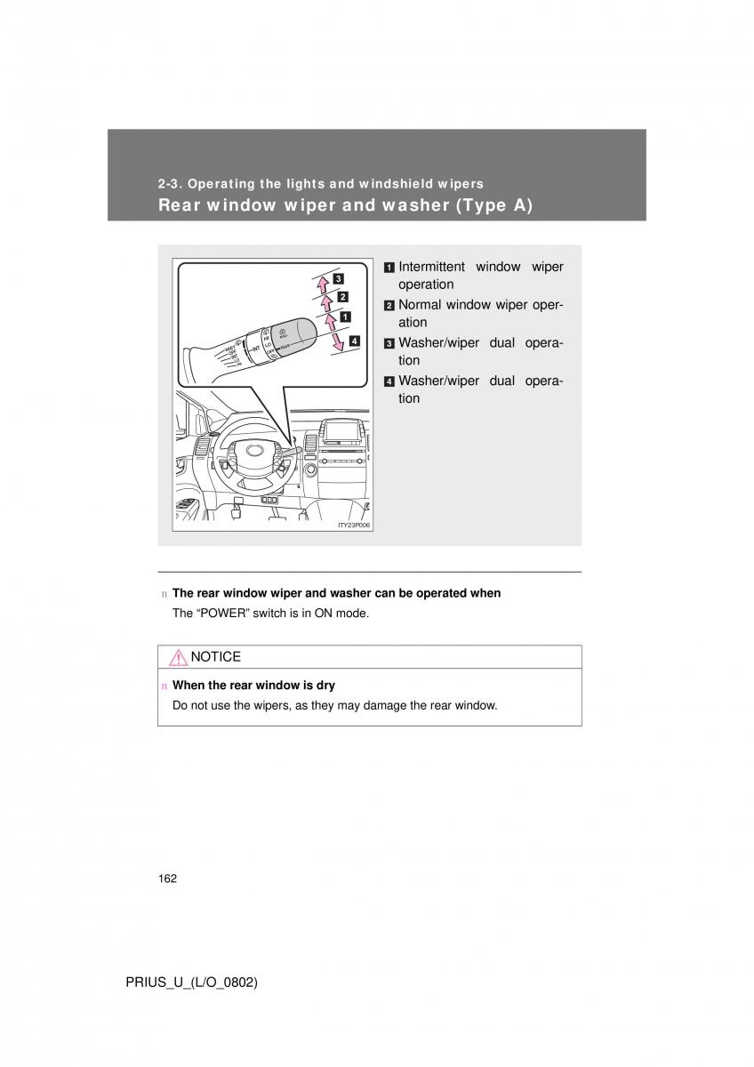 Toyota Prius II 2 NHW20 owners manual / page 155