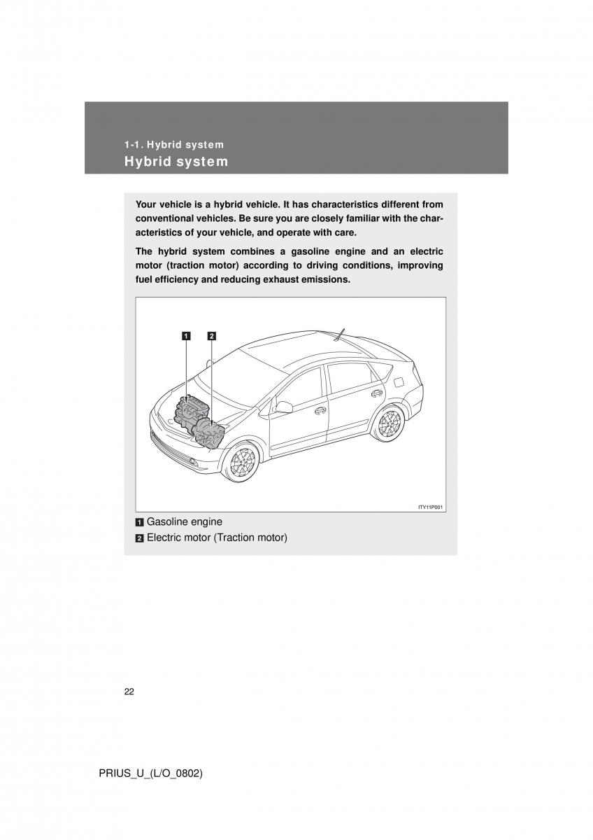 Toyota Prius II 2 NHW20 owners manual / page 16