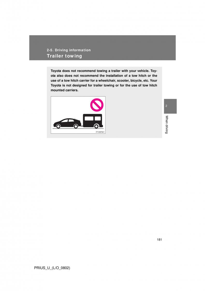 Toyota Prius II 2 NHW20 owners manual / page 174