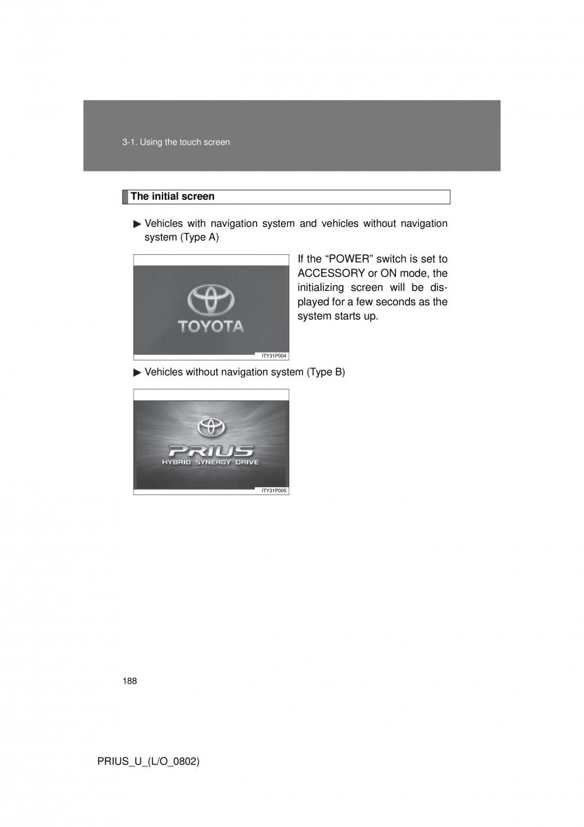 Toyota Prius II 2 NHW20 owners manual / page 179