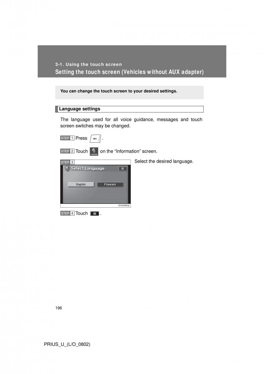 Toyota Prius II 2 NHW20 owners manual / page 187