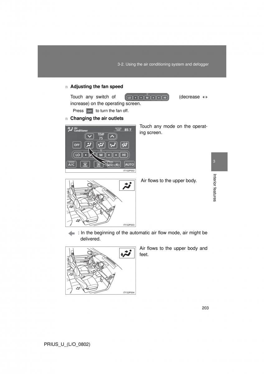 Toyota Prius II 2 NHW20 owners manual / page 194