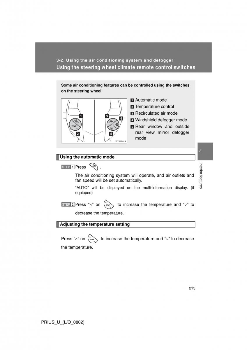 Toyota Prius II 2 NHW20 owners manual / page 206