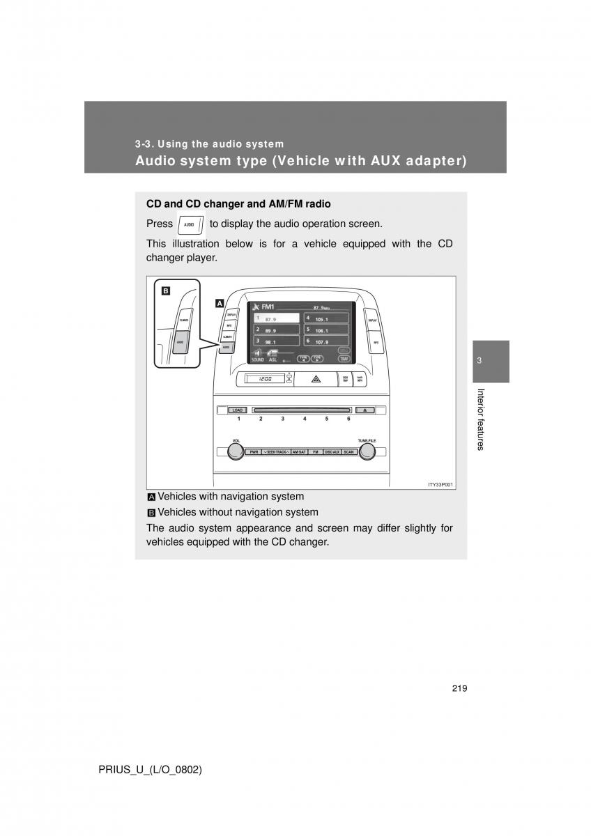 Toyota Prius II 2 NHW20 owners manual / page 210