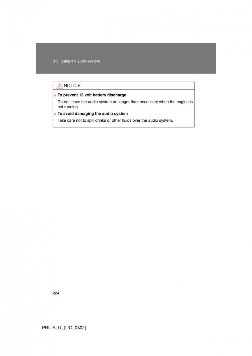 Toyota Prius II 2 NHW20 owners manual / page 215