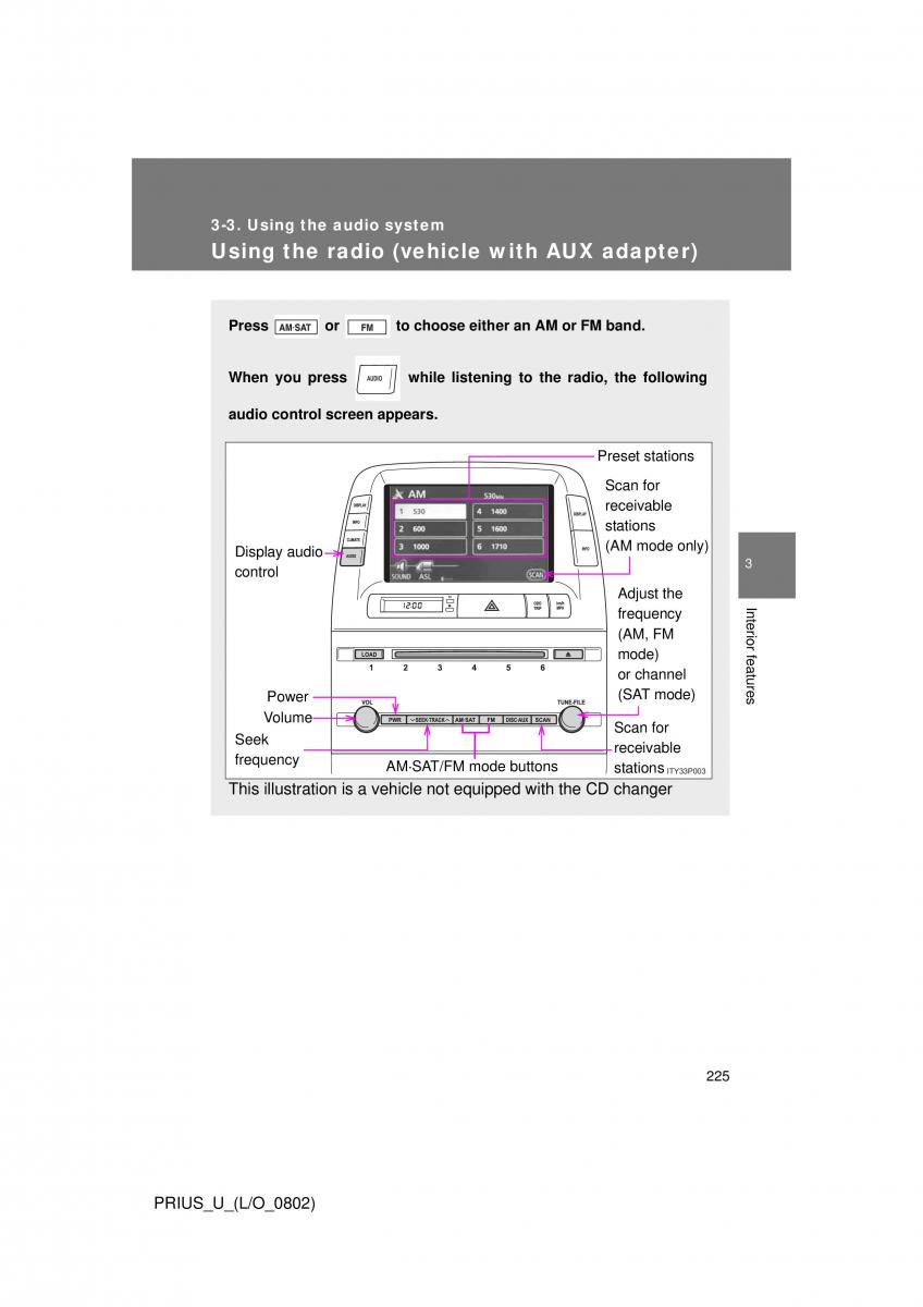 Toyota Prius II 2 NHW20 owners manual / page 216