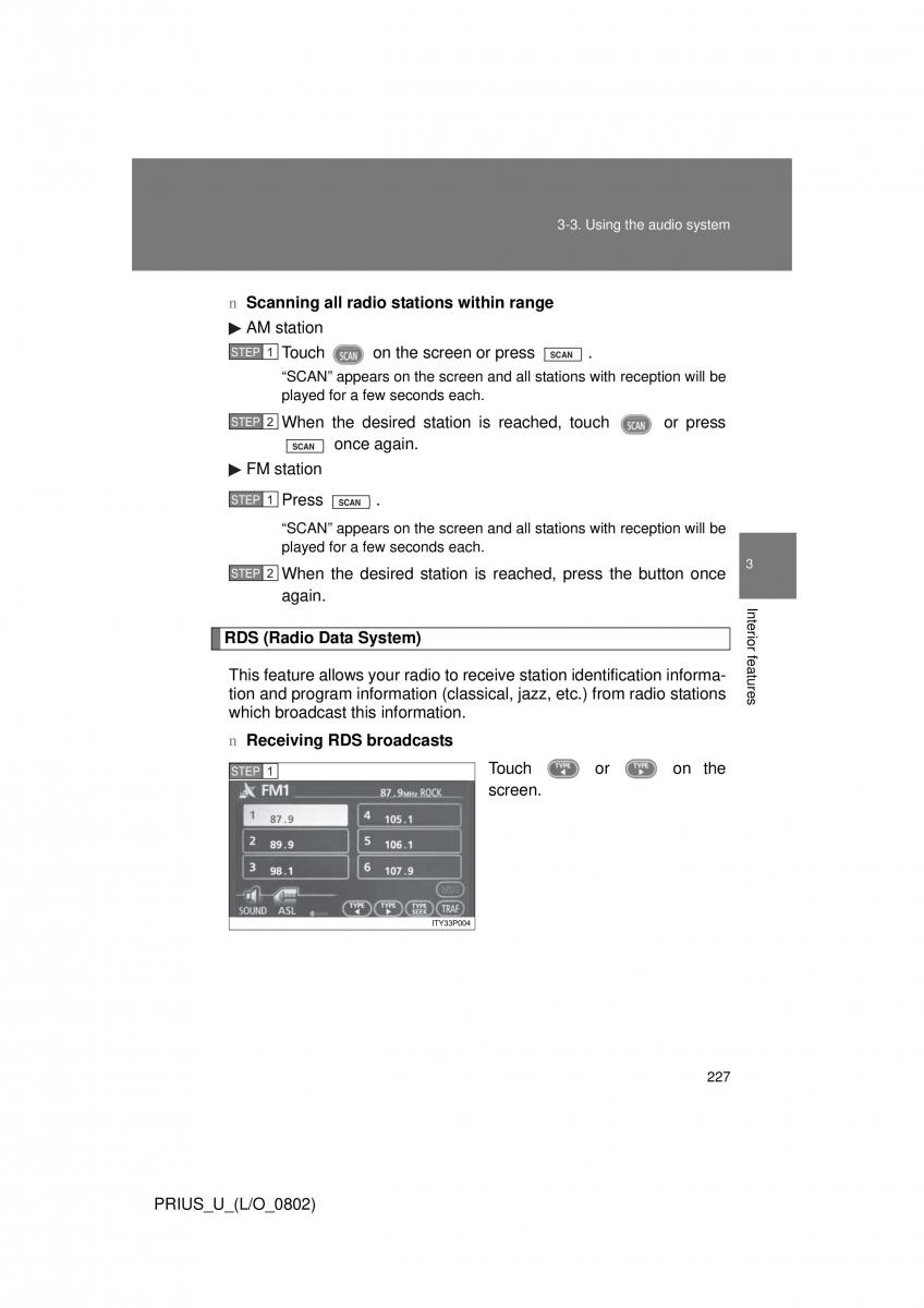 Toyota Prius II 2 NHW20 owners manual / page 218