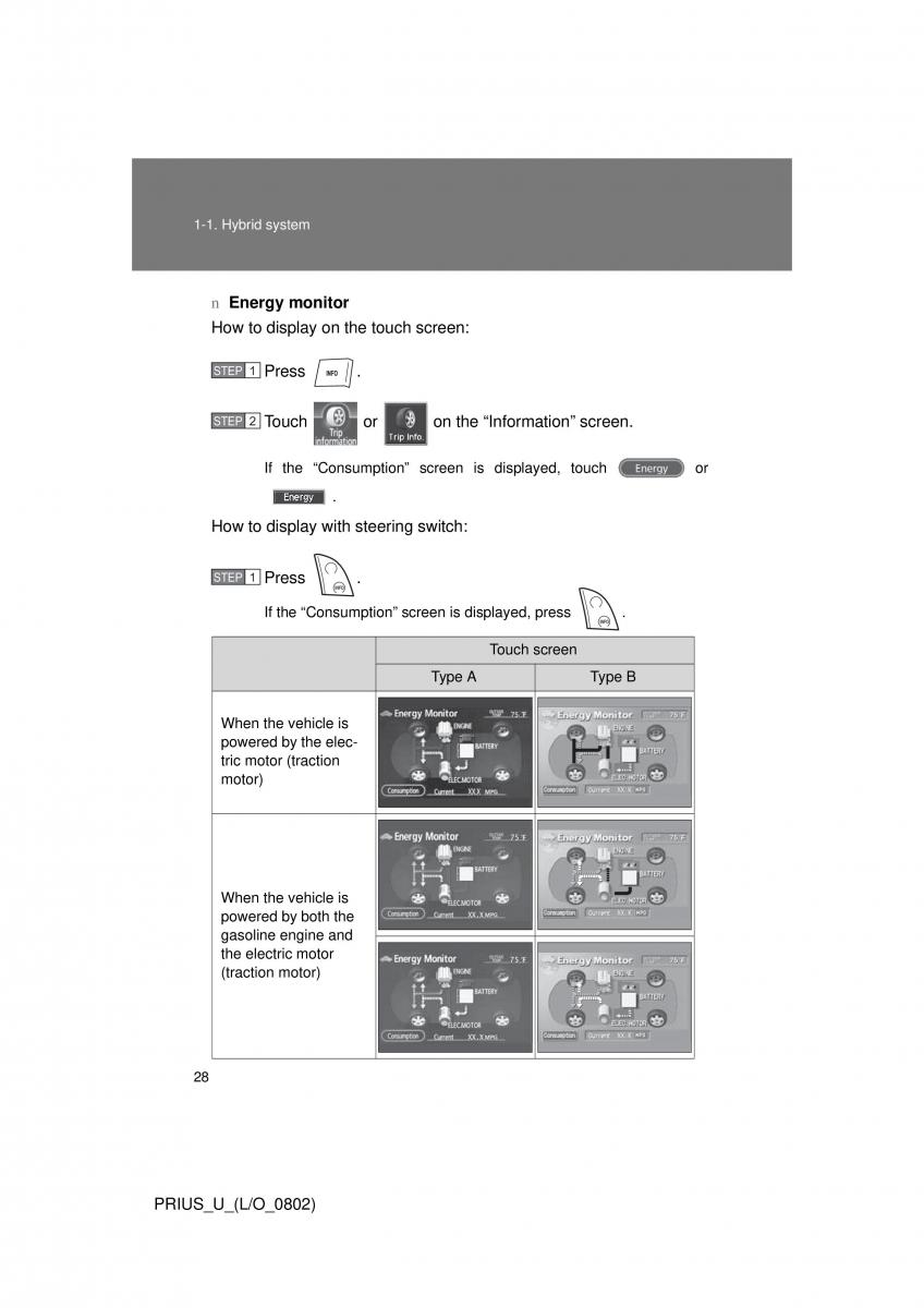 Toyota Prius II 2 NHW20 owners manual / page 22