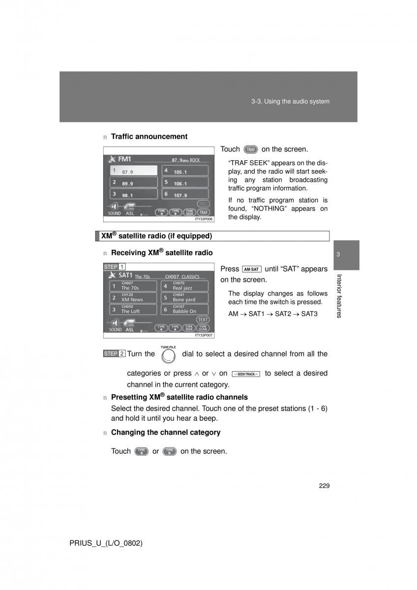 Toyota Prius II 2 NHW20 owners manual / page 220