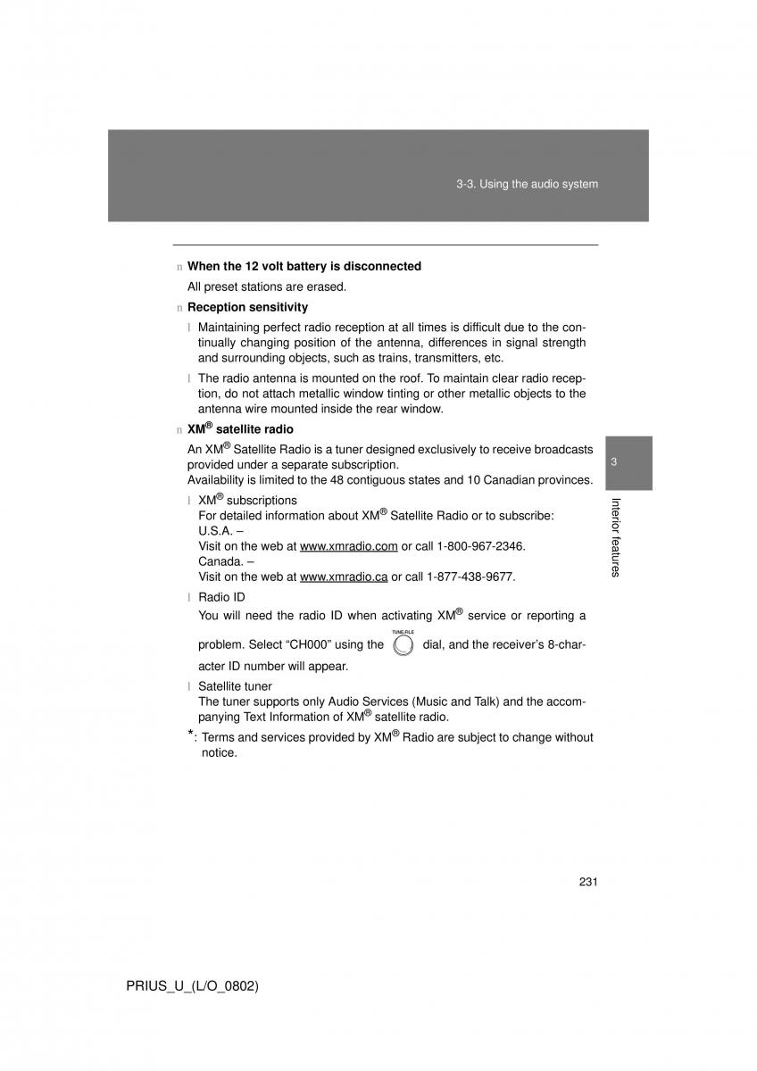 Toyota Prius II 2 NHW20 owners manual / page 222