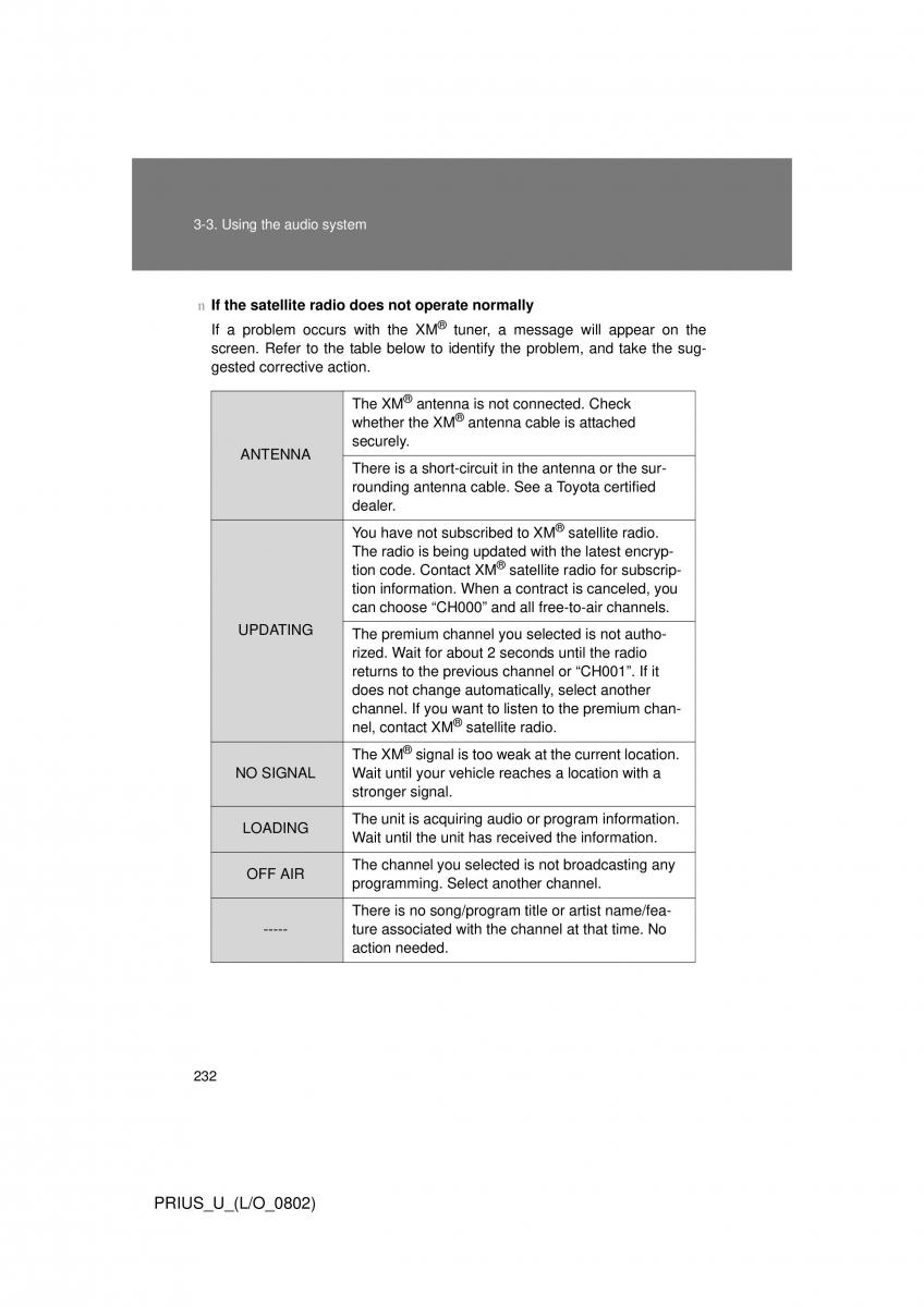 Toyota Prius II 2 NHW20 owners manual / page 223