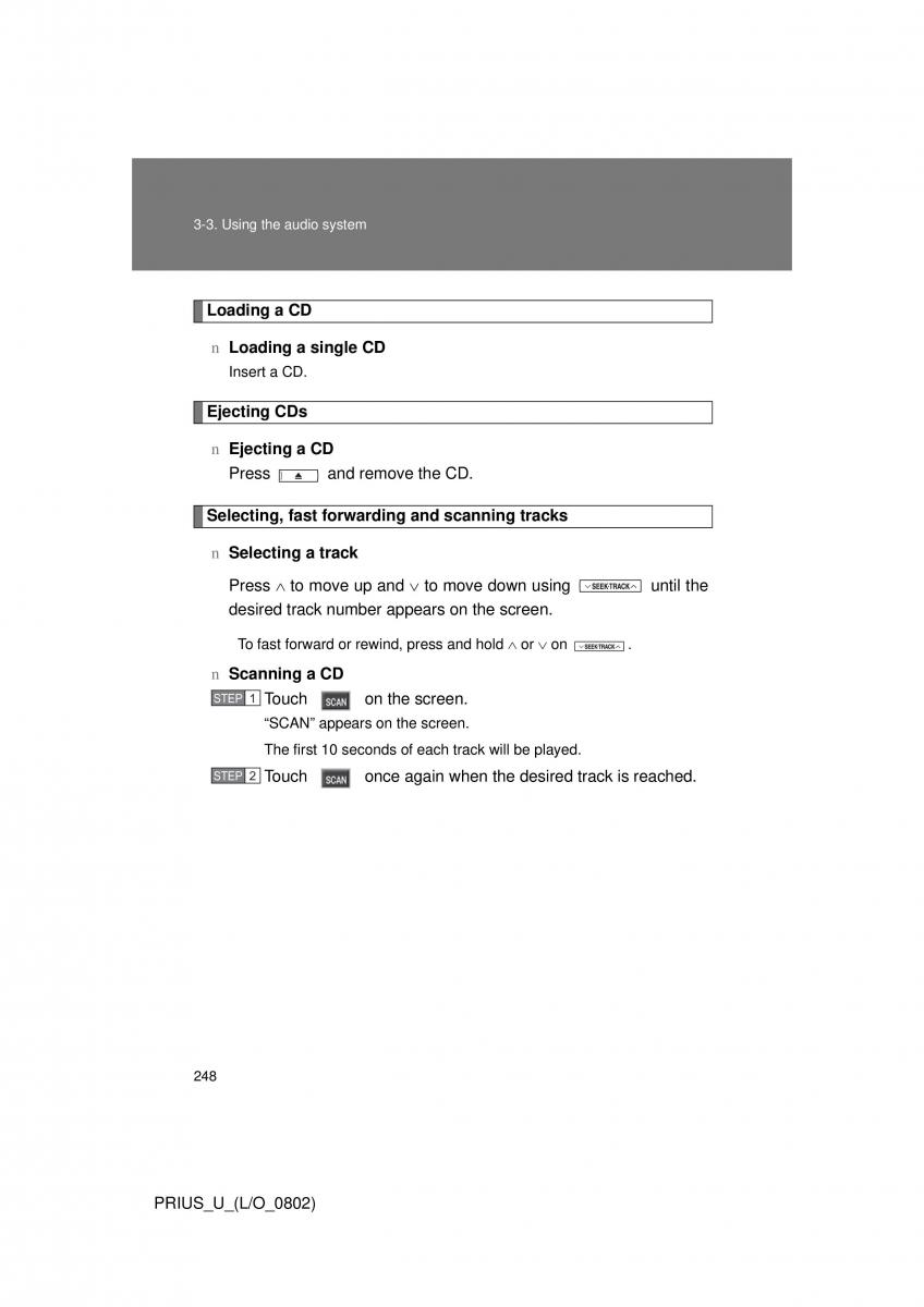 Toyota Prius II 2 NHW20 owners manual / page 239