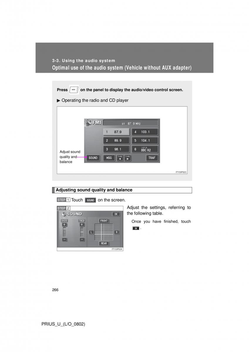 Toyota Prius II 2 NHW20 owners manual / page 257