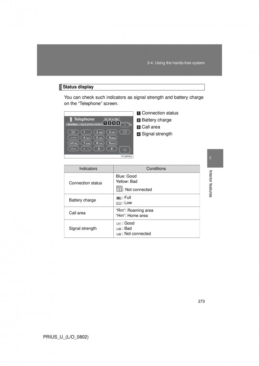 Toyota Prius II 2 NHW20 owners manual / page 264