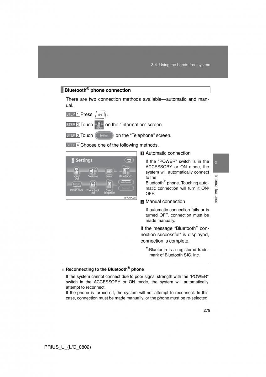 Toyota Prius II 2 NHW20 owners manual / page 270