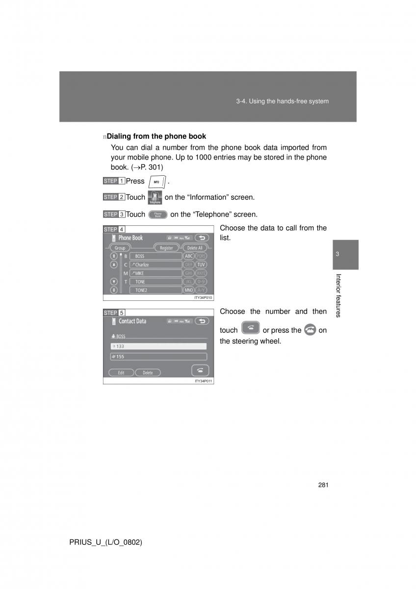 Toyota Prius II 2 NHW20 owners manual / page 272