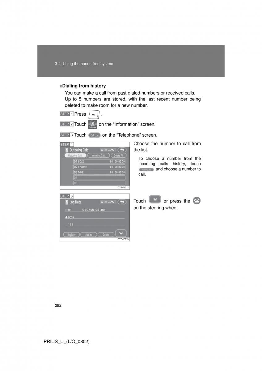 Toyota Prius II 2 NHW20 owners manual / page 273