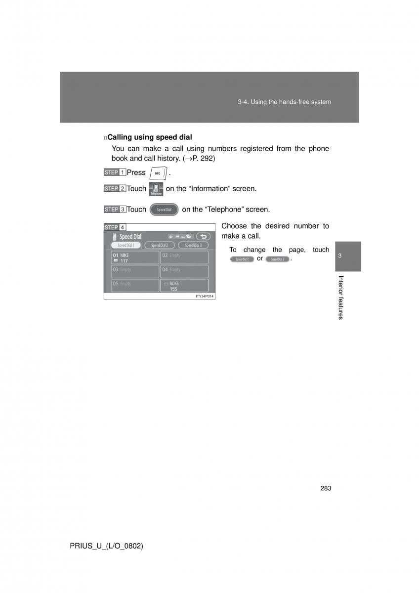 Toyota Prius II 2 NHW20 owners manual / page 274