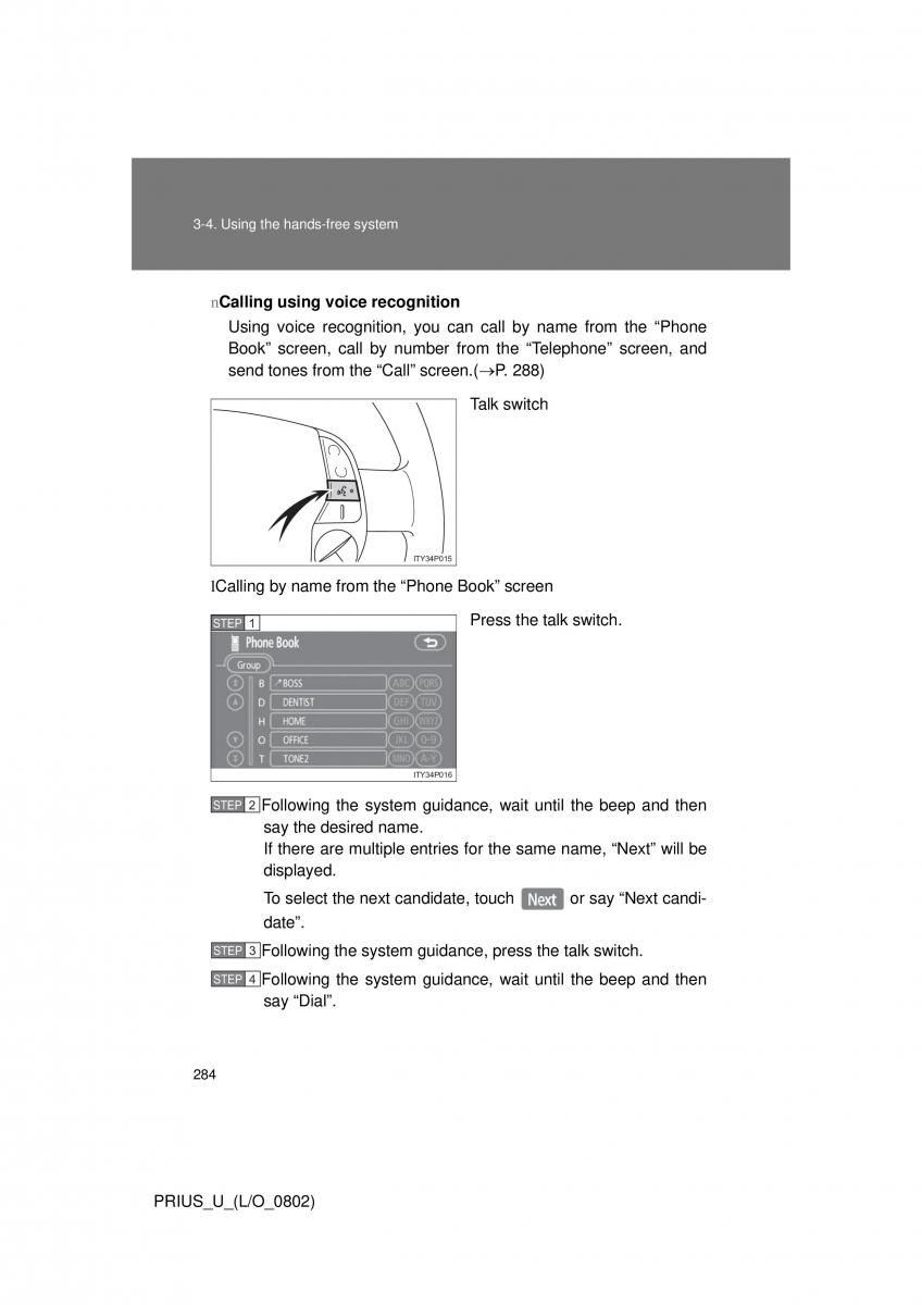 Toyota Prius II 2 NHW20 owners manual / page 275