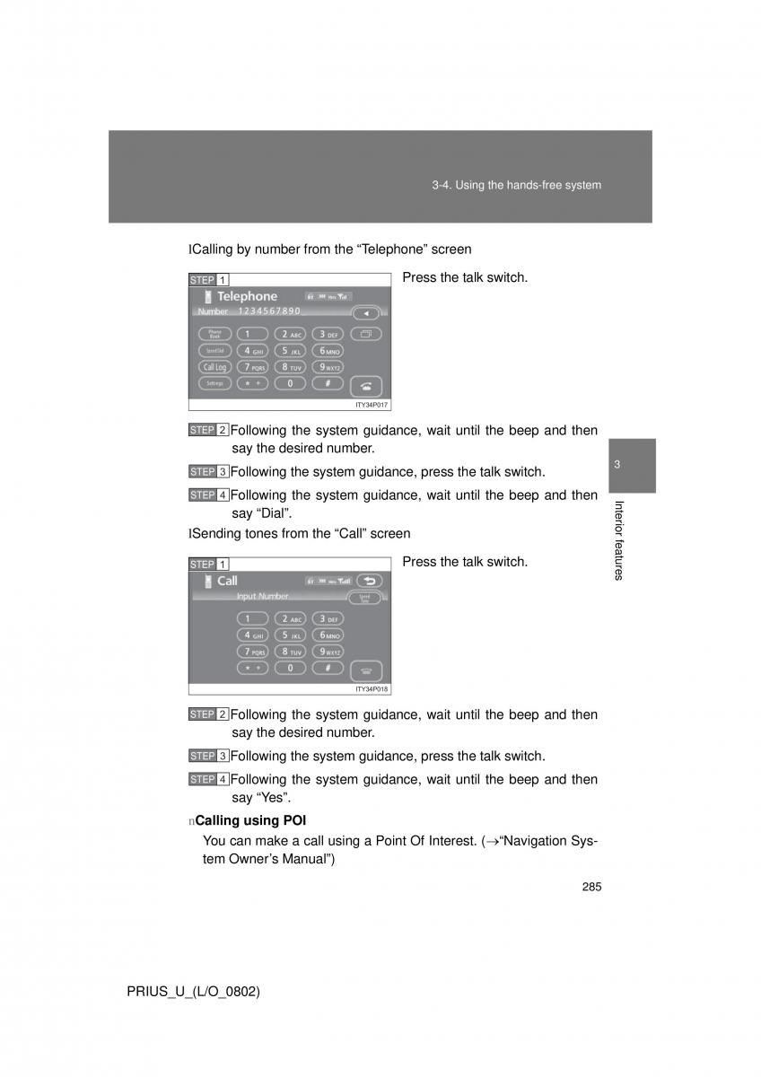 Toyota Prius II 2 NHW20 owners manual / page 276