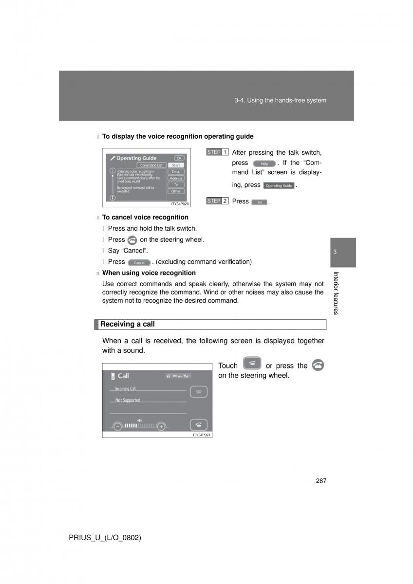 Toyota Prius II 2 NHW20 owners manual / page 278