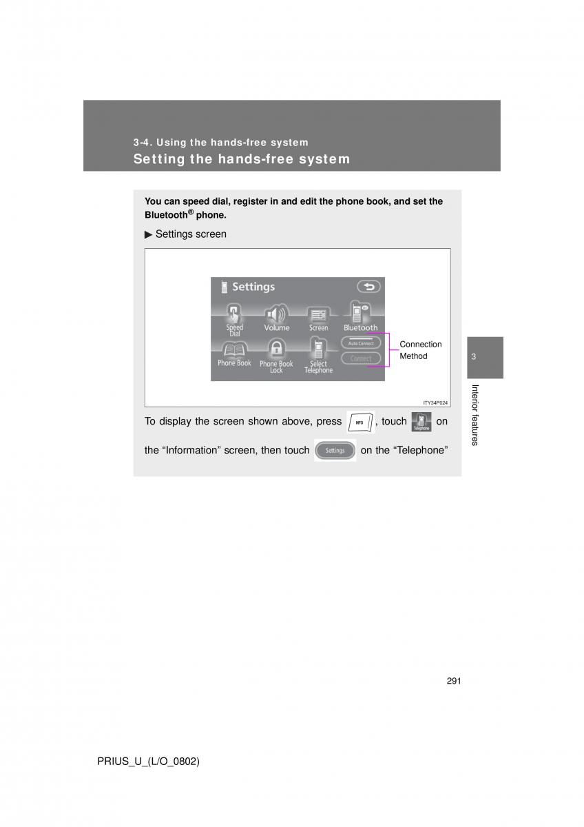 Toyota Prius II 2 NHW20 owners manual / page 282